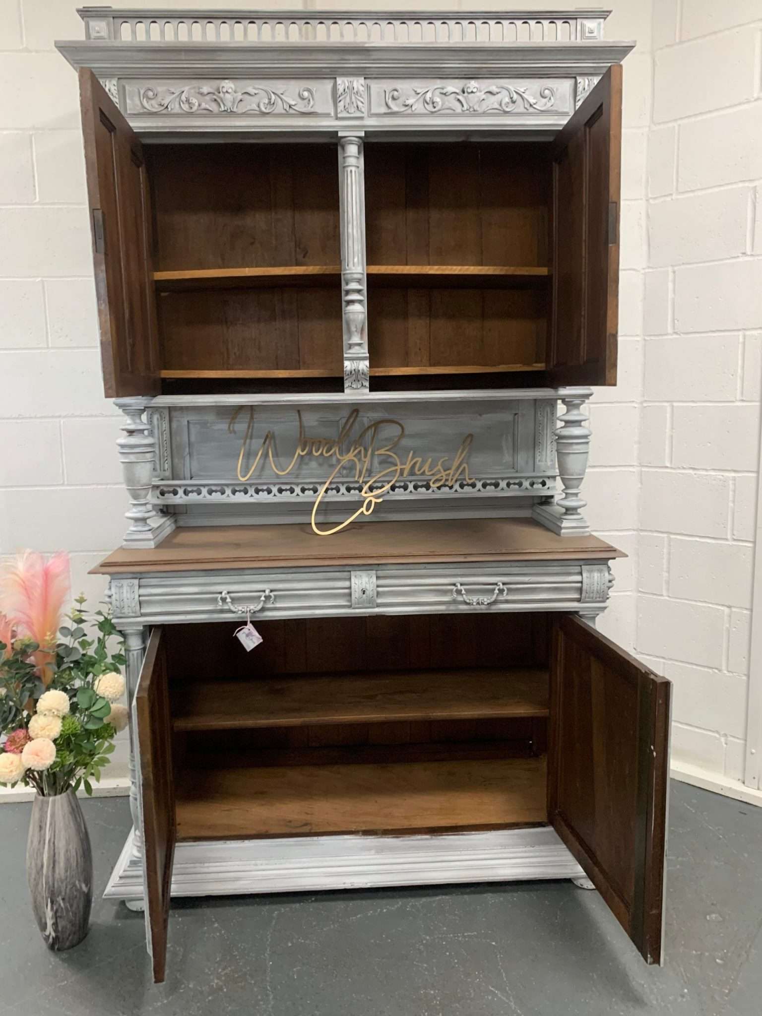 Stunning French Sideboard Dresser Italian dresser Buffet Armoire Cabinet stone effect concrete effect - Image 10