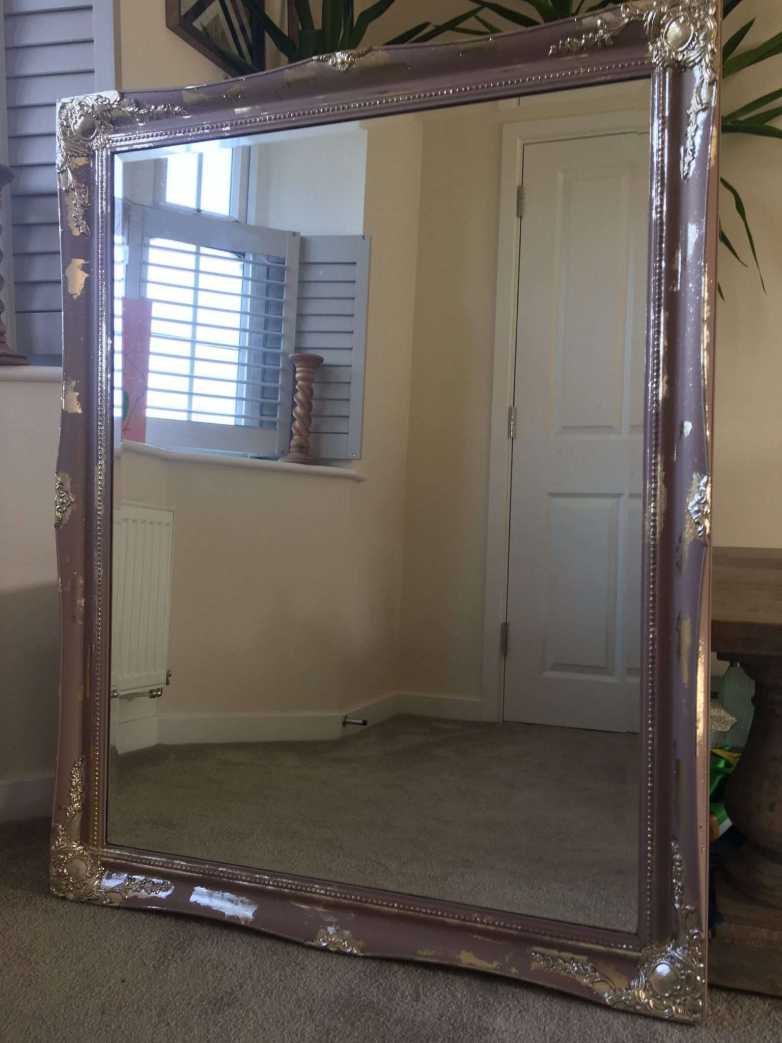 Large Mirror French Baroque Antique Ornate Painted Gold Leaf Stencilled - Image 5
