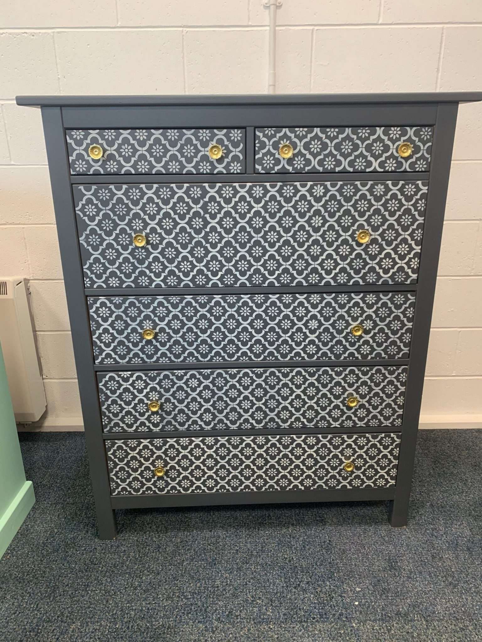 Beautiful Painted Large Chest of Drawers Fusion Mineral Paint Cranberry Red and Gold Arabian Moroccan Design - custom painted - Image 3