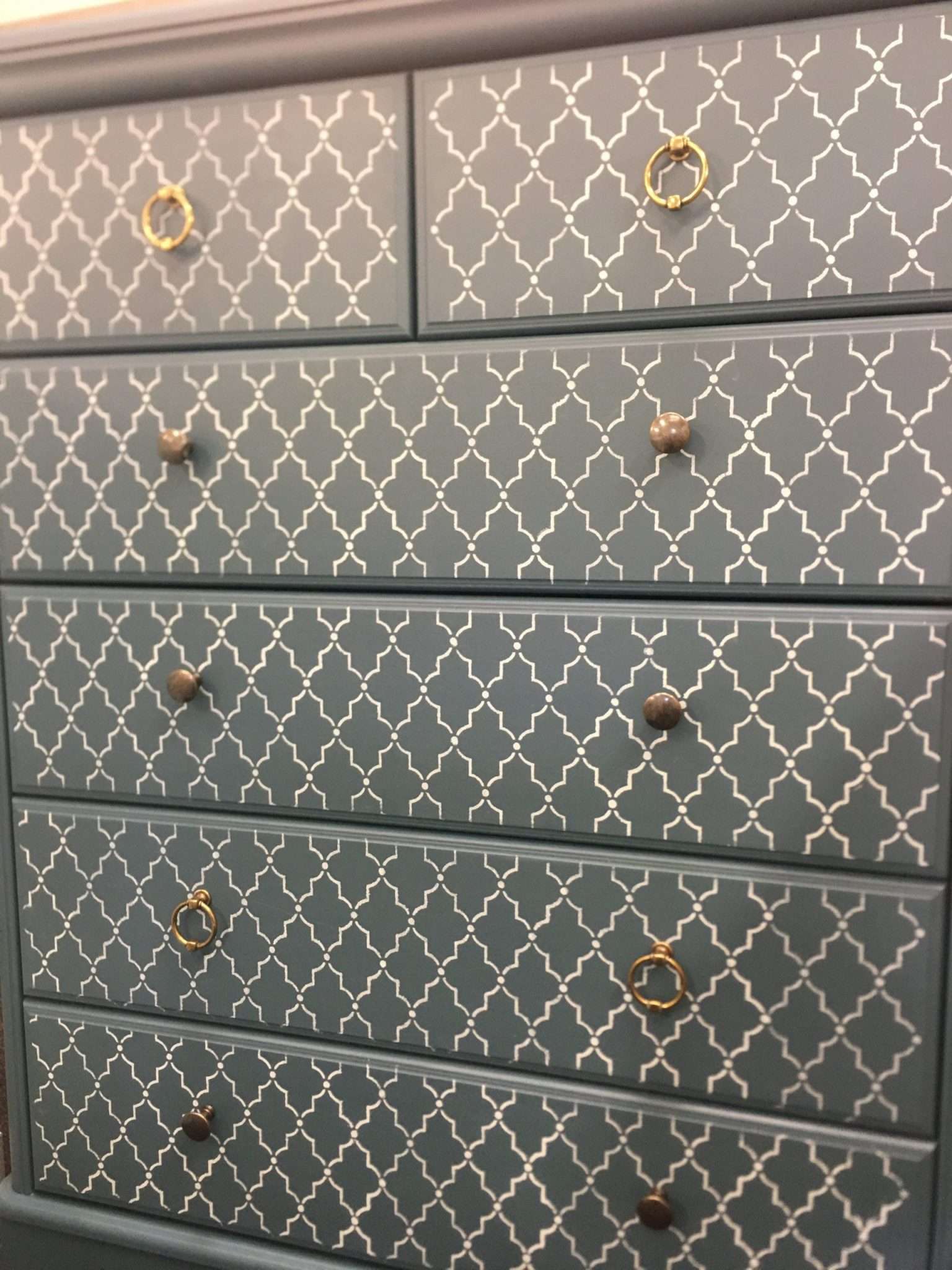 Beautiful Painted Large Chest of Drawers Fusion Mineral Paint Cranberry Red and Gold Arabian Moroccan Design - custom painted - Image 8
