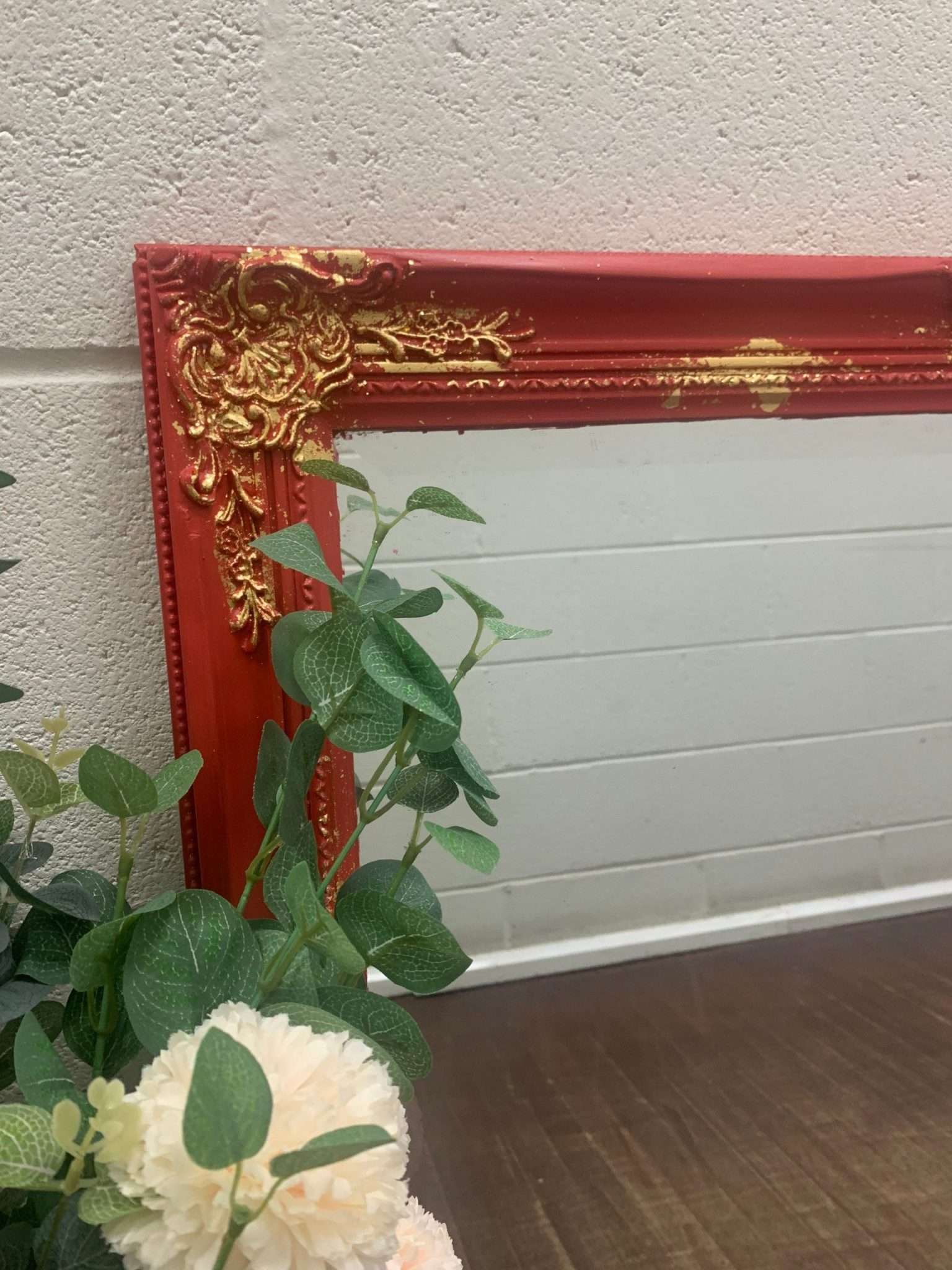 Red and Gold Painted French Mirror - Image 3