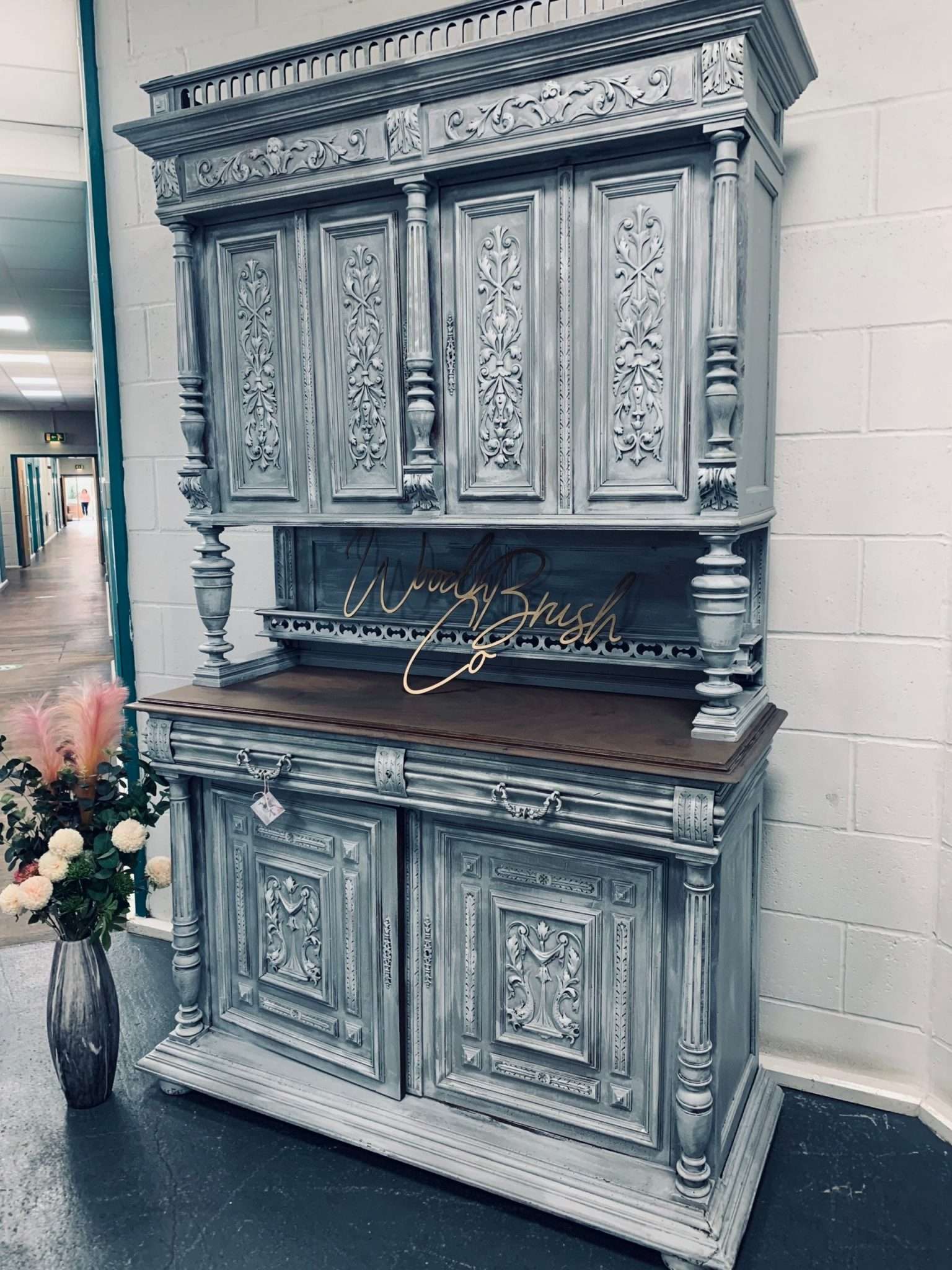 Stunning French Sideboard Dresser Italian dresser Buffet Armoire Cabinet stone effect concrete effect - Image 4