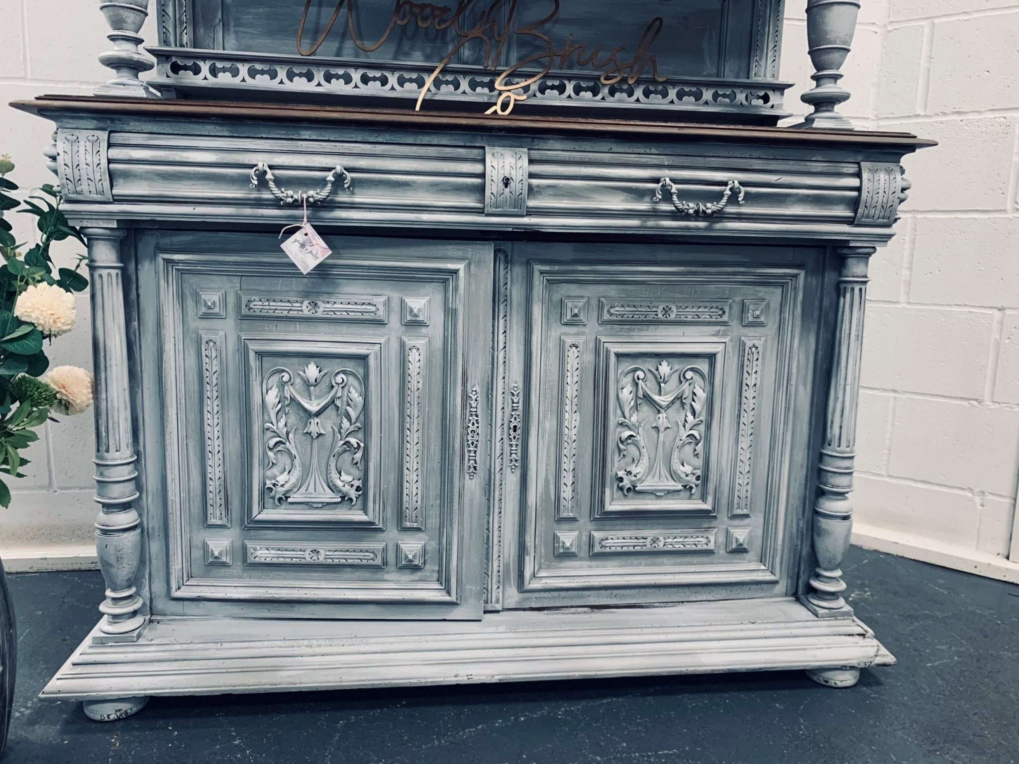 Stunning French Sideboard Dresser Italian dresser Buffet Armoire Cabinet stone effect concrete effect - Image 8