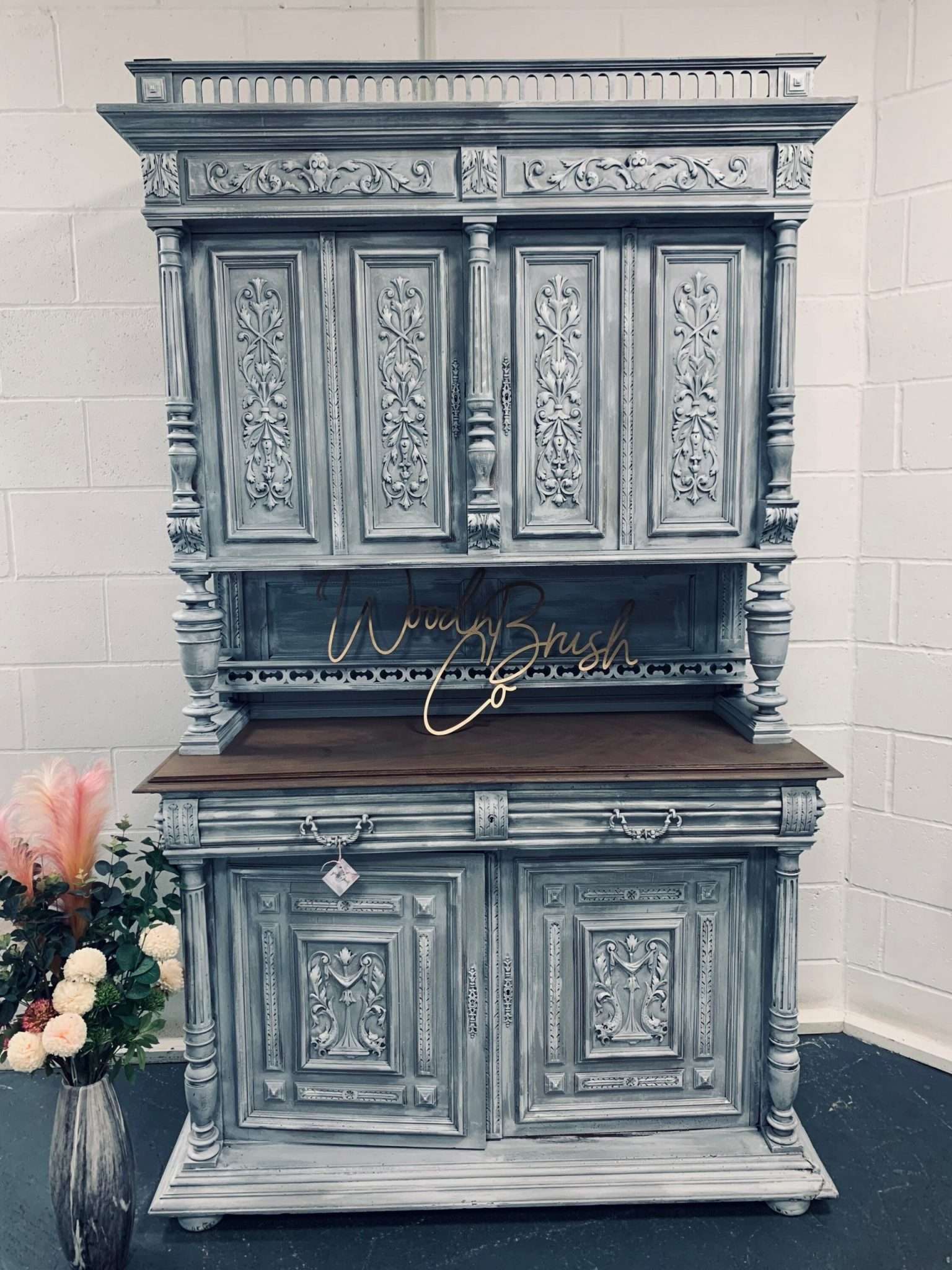 Stunning French Sideboard Dresser Italian dresser Buffet Armoire Cabinet stone effect concrete effect - Image 2