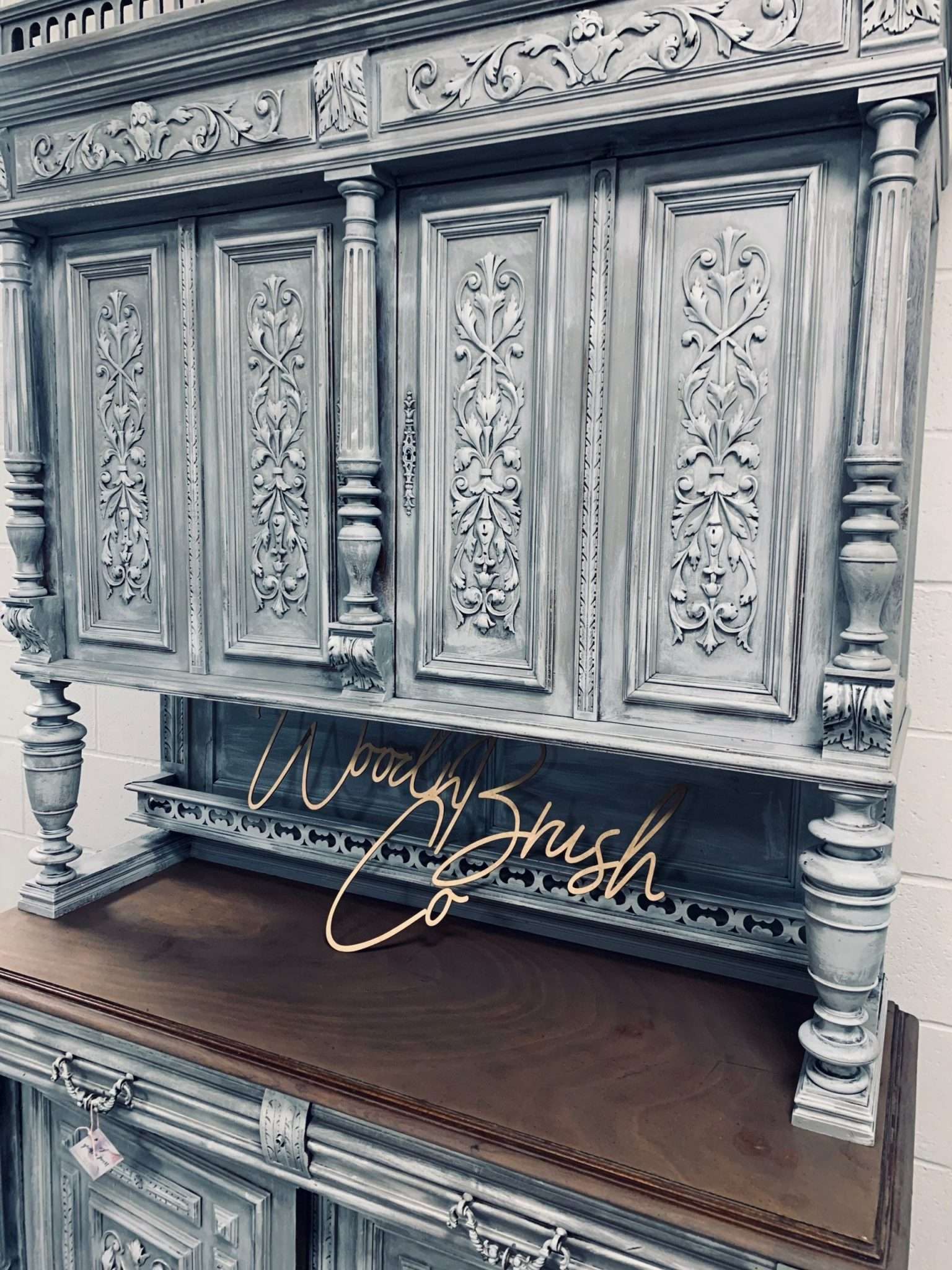 Stunning French Sideboard Dresser Italian dresser Buffet Armoire Cabinet stone effect concrete effect - Image 9