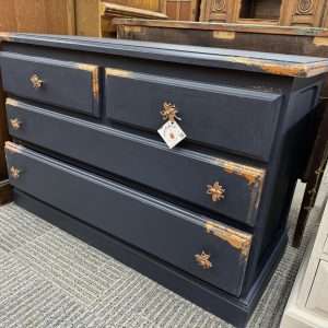 Painted Navy and Copper Leaf solid pine Chest of Drawers