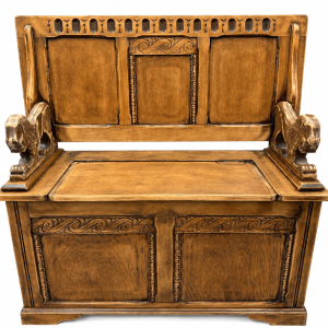 Vintage Lion Monks Bench Whitewashed Raw Sanded